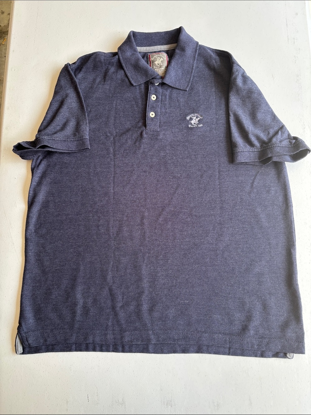 Beverly Hills Polo Club Heather Navy Short Sleeve Polo